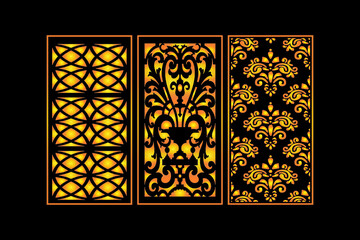 Decorative Abstract Geometric islamic Background Elegant Ornaments Card invitation Cnc Cut Gold Design Set