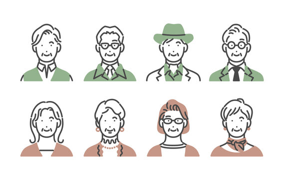 シニアの男女人物アバター