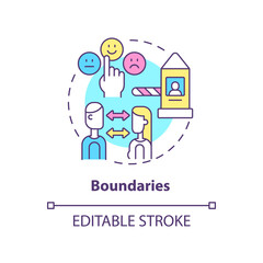 Boundaries concept icon. Foundation of healthy relationships abstract idea thin line illustration. Avoiding codependence. Isolated outline drawing. Editable stroke. Arial, Myriad Pro-Bold fonts used