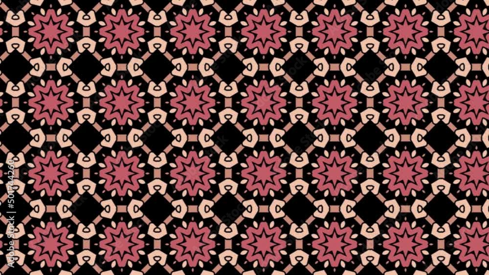 Poster transition animation of a maroon and brown wall pattern sliding on from right to left on a black scr