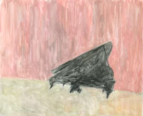 Foto op Plexiglas watercolor painting. musician playing piano. illustration © Anna Ismagilova