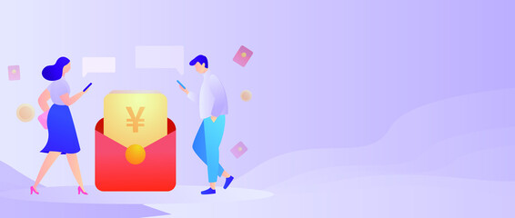 Invite friends to get red envelopes vector concept illustration
