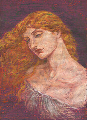 watercolor painting. woman portrait. illustration - 501745066