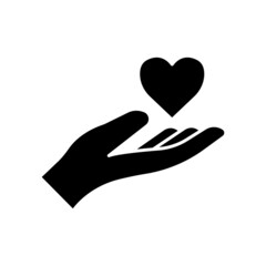 Obraz premium Heart icon vector with hand. suitable for gift symbol, surprise, affection. solid icon style. simple design editable. Design simple illustration