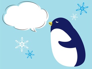 吹き出し付きペンギン（冷感イメージ）
