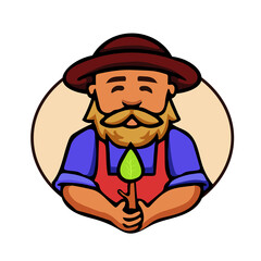 Happy illustration male handyman Gardener