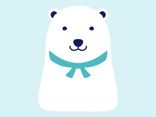 クールタオルを巻くシロクマ（冷感イメージ）