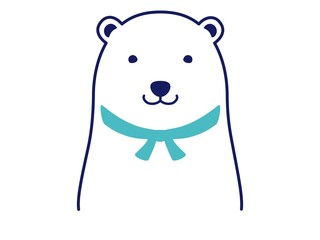 クールタオルを巻くシロクマ（冷感イメージ）