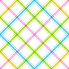 Pastel Rainbow Cute Diagonal Tilt Line Stripe Striped Tartan Plaid Checkered Scott Gingham Cartoon Vector Seamless Pattern Print Background