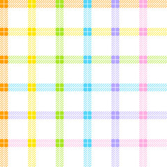 Pastel Rainbow Cute Line Stripe Striped Checkered Scott Plaid Tartan Gingham Cartoon Vector Seamless Pattern Print Background
