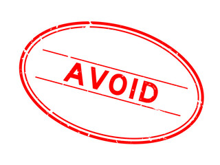 Grunge red avoid word oval rubber seal stamp on white background