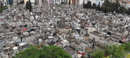 Vue panoramique sur le cimetière de La Recoleta, Buenos-Aires, Argentine