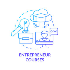 Entrepreneur courses blue gradient concept icon. Business education. Online education trend abstract idea thin line illustration. Isolated outline drawing. Myriad Pro-Bold font use