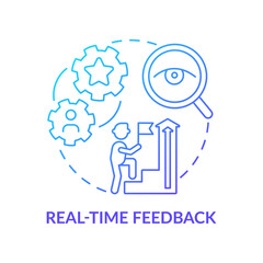 Real time feedback blue gradient concept icon. Gamification benefit for students. Education trend abstract idea thin line illustration. Isolated outline drawing. Myriad Pro-Bold font use