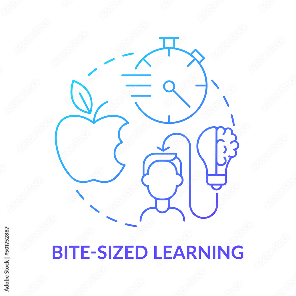 Poster bite sized learning blue gradient concept icon. innovative educative technique. education trend abst
