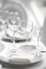 Table set in stylish outdoor cafe.