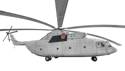 Obraz premium Military helicopter. Soviet multi-purpose transport heli Mi26 isolated on white background. Halo