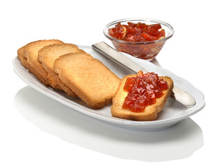 wheat rusks with fruit marmalade - 501754077