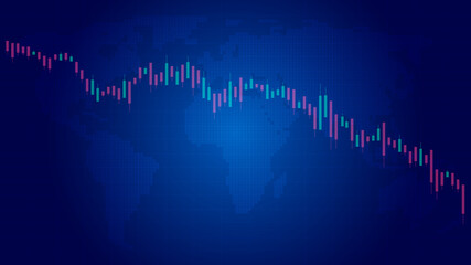 Bitcoin income loss graph, Cryptocurrency depreciation chart. Vector stock illustration.