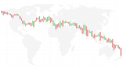 Bitcoin income loss graph, Cryptocurrency depreciation chart. Vector stock illustration.