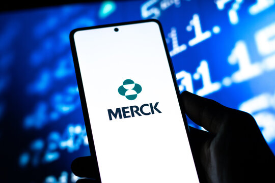 West Bangal, India - April 20, 2022 : Merck logo on phone screen stock image.