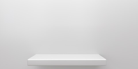 The empty shelf on a wall.3d rendering