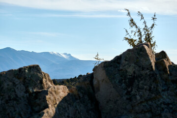 The snow-capped Gredos mountain range in Avila, Spain