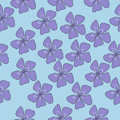 Fototapeta premium Seamless floral pattern of blue flowers on a soft blue background vector illustration