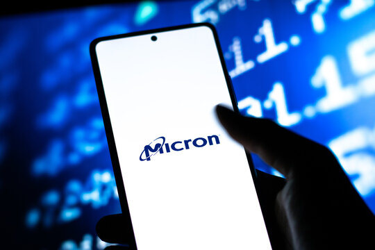 West Bangal, India - April 20, 2022 : Micron Technology logo on phone screen stock image.