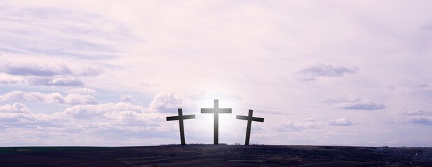 Cross. Cross of Jesus. Crucifix against the sky. Easter. Risen Christ