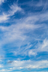 Cirrus and Stratus clouds in dramatic blue sky over Cape Town