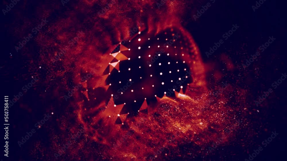 Poster fire abstract background seamless loop. technology background. red abstract particles.