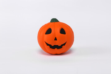 Jack pumpkin toy figurine isolated on white background