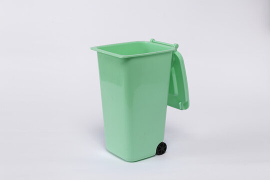 Plastic trash can isolated on white background