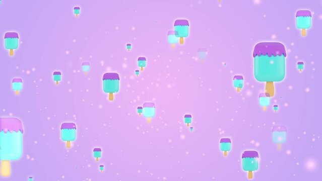 3d ice cream sticks on beautiful color summer background.