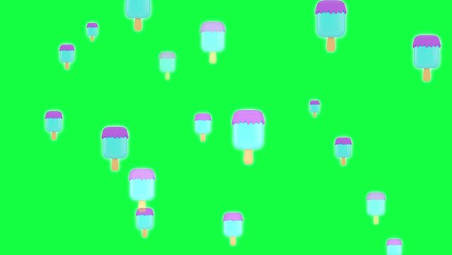 3d ice cream sticks on beautiful color summer background.