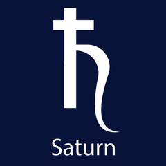 Astrological black flat symbol Saturn. Vector illustration.