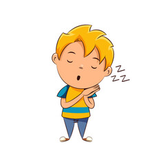 Kid sleeping standing up