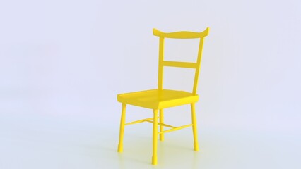 Yellow chair isolated, 3d rendering. 4K Resolution.
