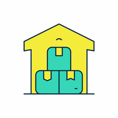 Filled outline Full warehouse icon isolated on white background. Vector