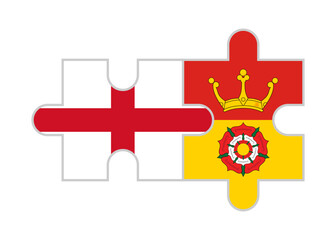 puzzle pieces of england and hampshire flags. vector illustration isolated on white background