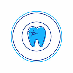 Filled outline Tooth with caries icon isolated on white background. Tooth decay. Vector
