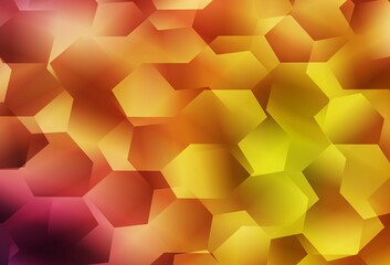 Light Red, Yellow vector background with hexagons.