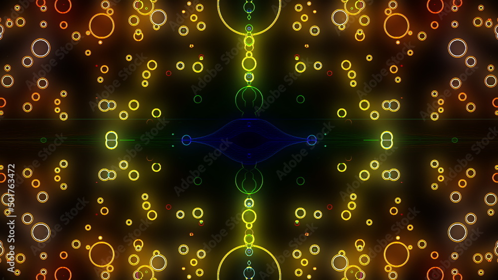 Poster abstract glow circles. computer generated 3d render
