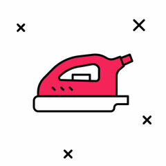 Filled outline Electric iron icon isolated on white background. Steam iron. Vector