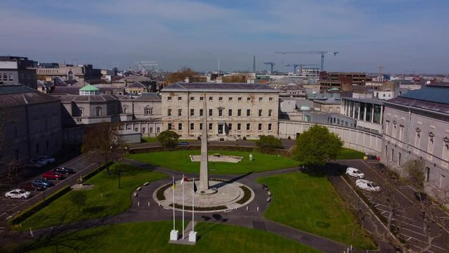Leinster House in Dublin - the Irish Government Building from above - aerial view