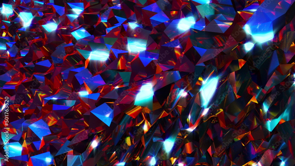 Poster random diamonds. computer generated 3d render