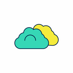 Filled outline Cloudy weather icon isolated on white background. Vector