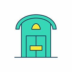 Filled outline Farm house icon isolated on white background. Vector