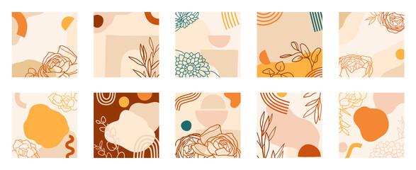 Abstract instagram post vector templates vector set